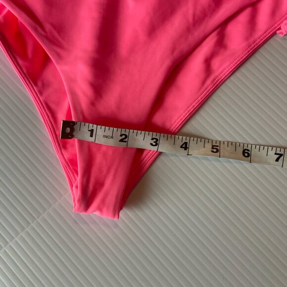 Revolve Tularosa Women's Hot Pink High Waist Pom Pom Mesh Nina Bikini Size L - Picture 7 of 11
